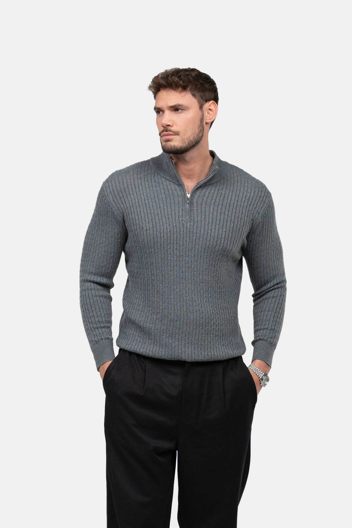 Half Zip Strik Grå | Skagen-clothing.dk